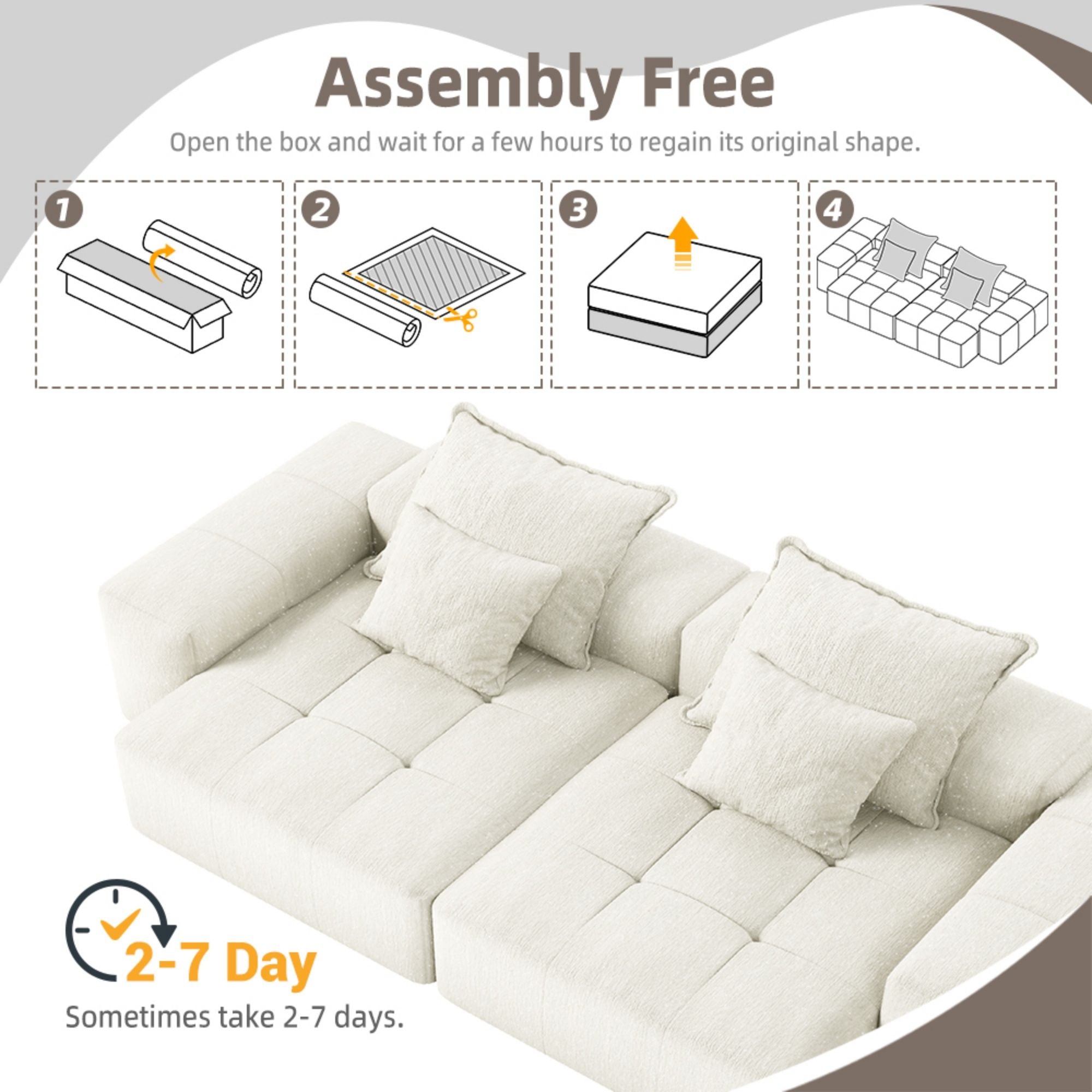 Modern Oversized Diy Combination Modular Sectional Sofa With Pillows