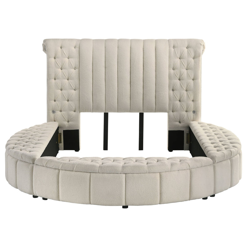 Sonya Upholstered  Round Storage Bed Ivory