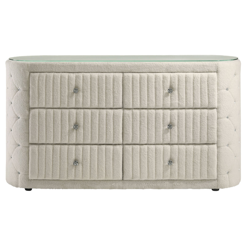Sonya 6-drawer Upholstered Bedroom Dresser Ivory