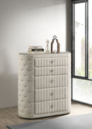 Sonya 5-drawer Upholstered Bedroom Chest of Drawers Ivory