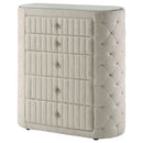 Sonya 5-drawer Upholstered Bedroom Chest of Drawers Ivory
