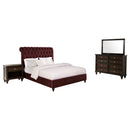 Devon  Bedroom Set Wine Red and Dark Oak