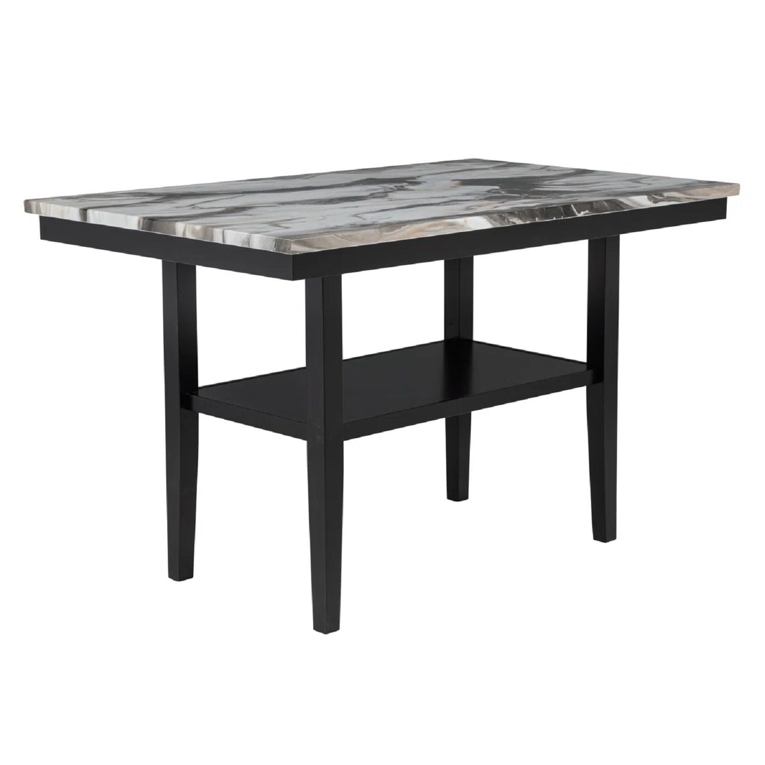 5 Piece Counter Dining Set With Table, Chairs - Black / Brown