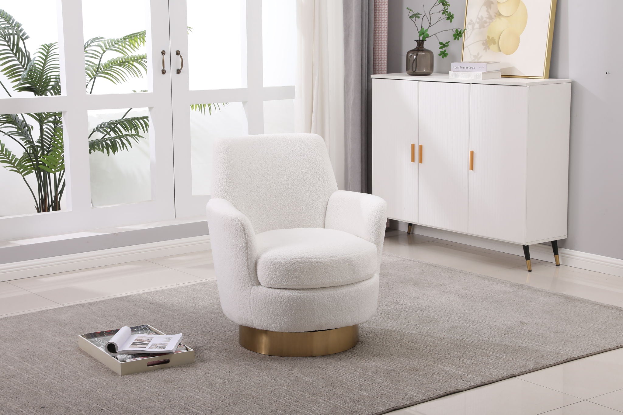 Teddy Swivel Barrel Chair, Swivel Accent Chairs Armchair For Living Room