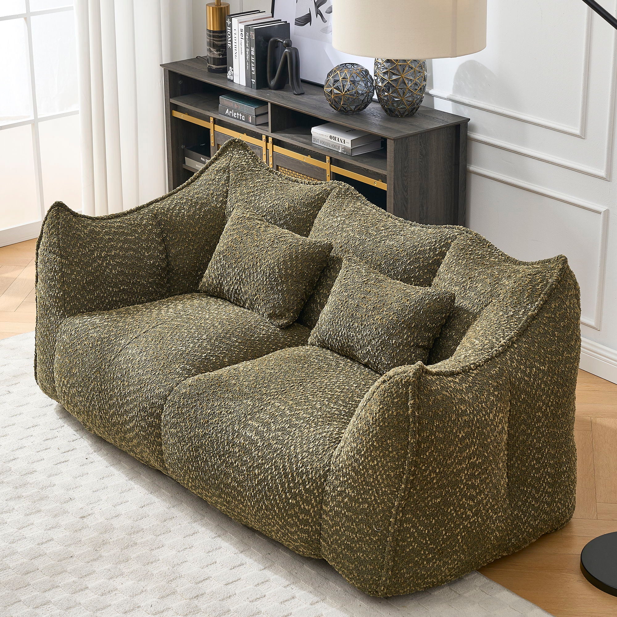 Comfortable Dual Beanbag Chair With High Resilience Foam Core For 2 People