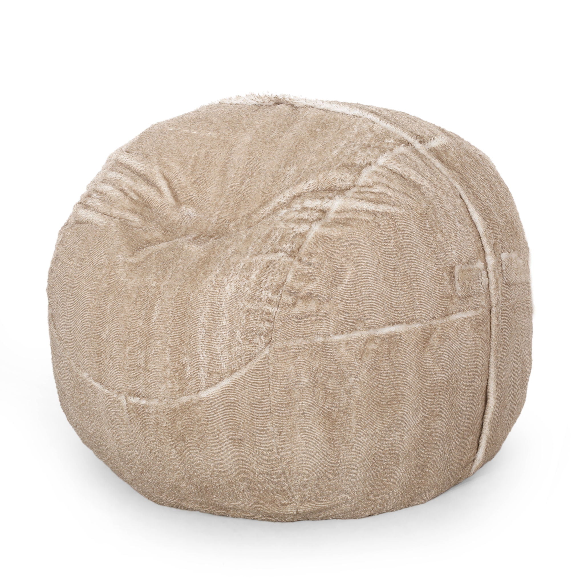 Vida - Modern 5 Foot Rounded Bean Bag - Snow White / Beige