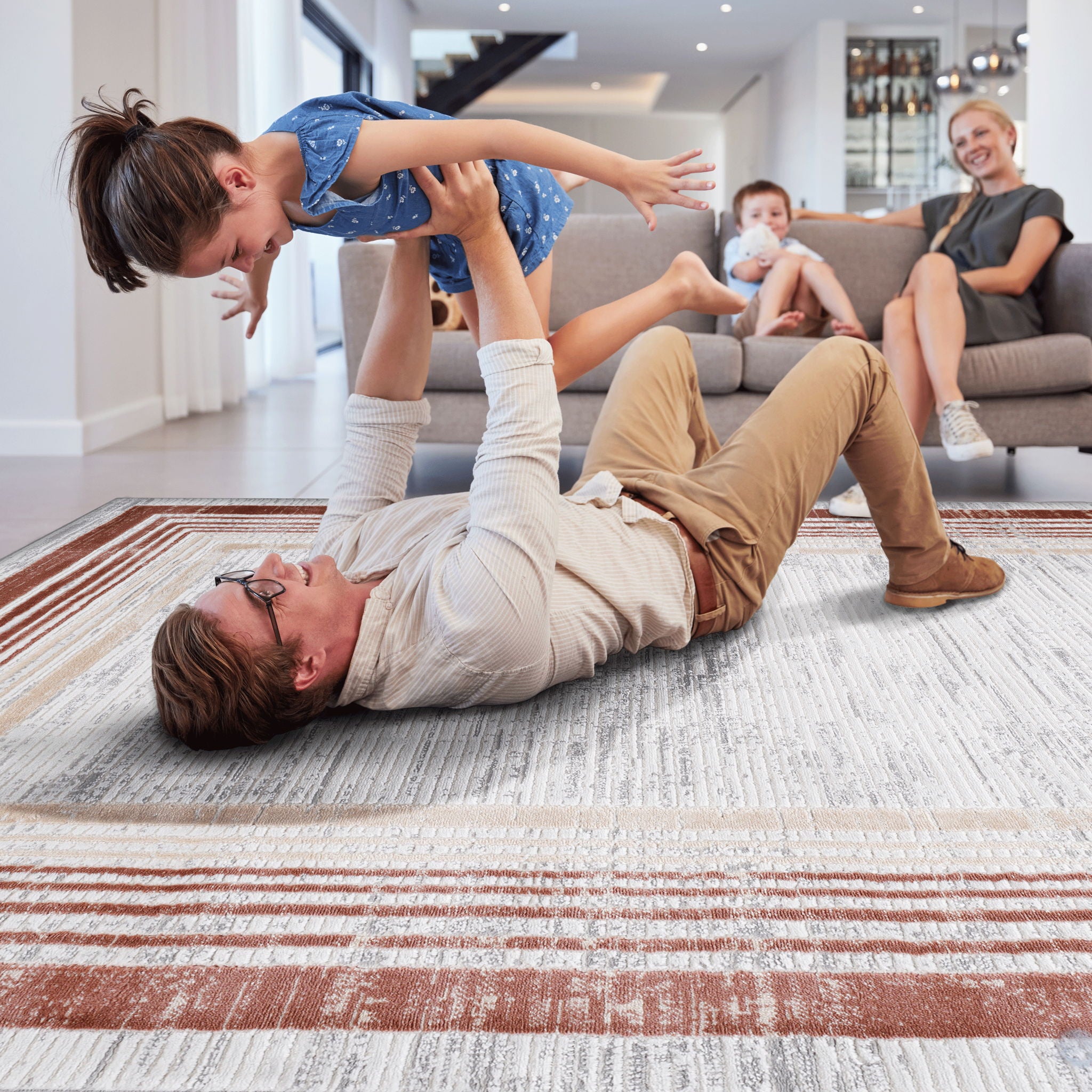 Marfi - 8' X 10' Bordered Area Rug - Brown / Ivory