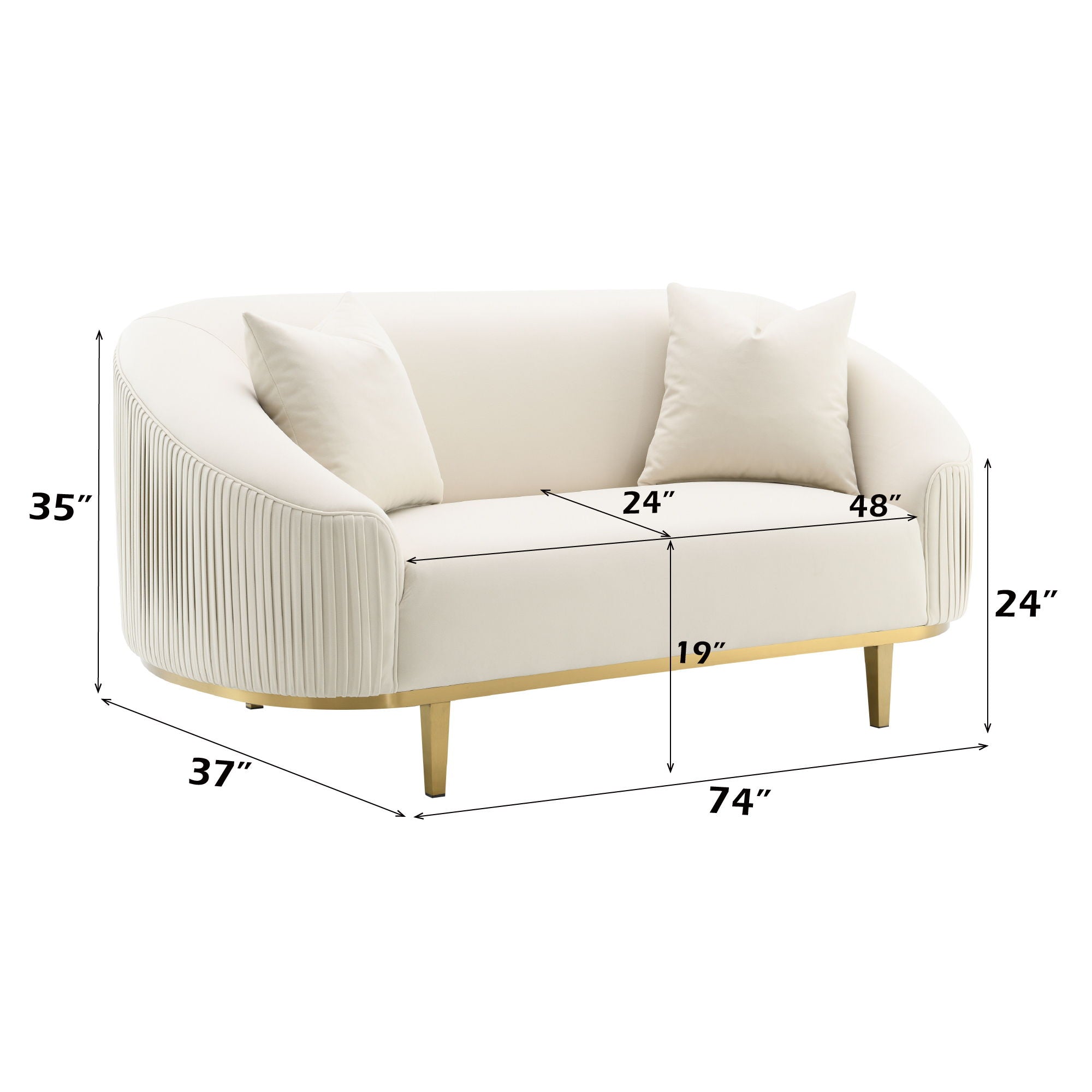 Martina - Loveseat With 2 Pillows - Ivory