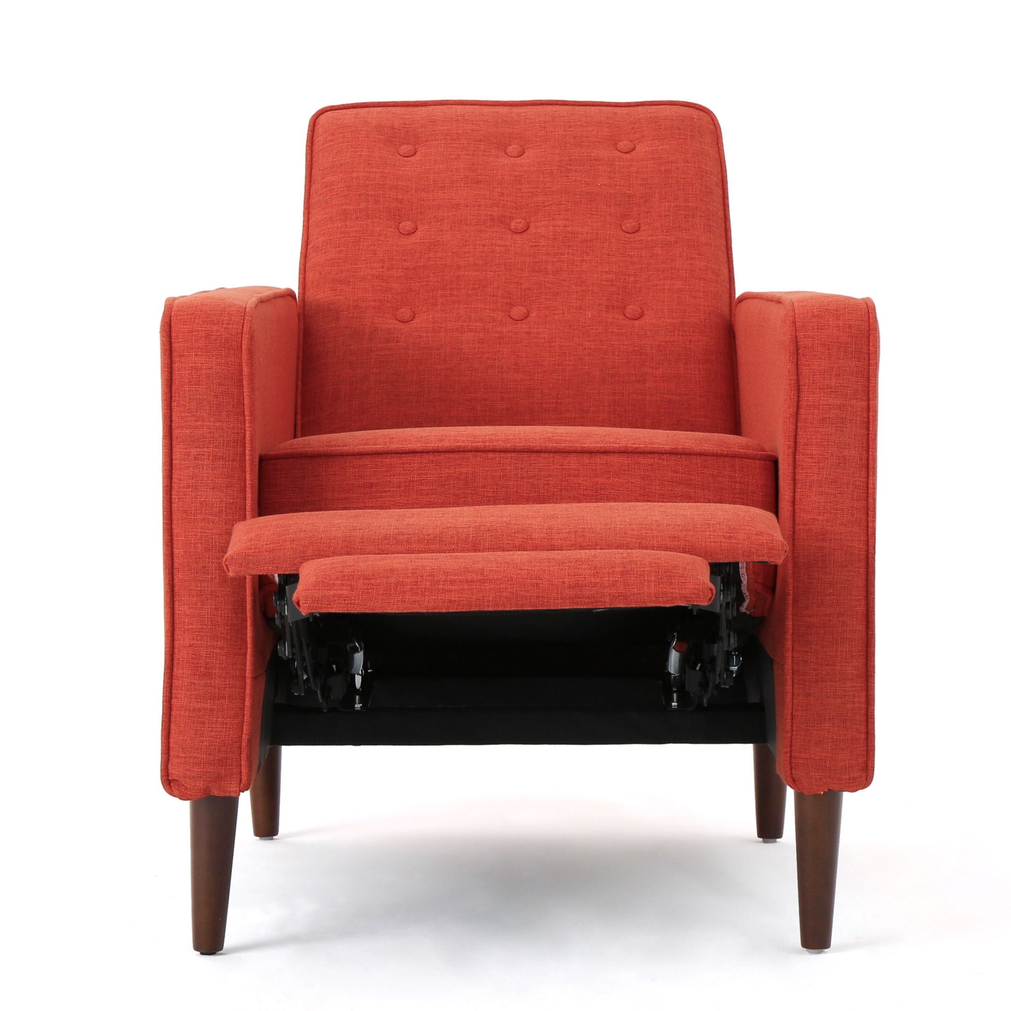 Mid-Century Modern Recliner With Button Tufted Waffle Stitch