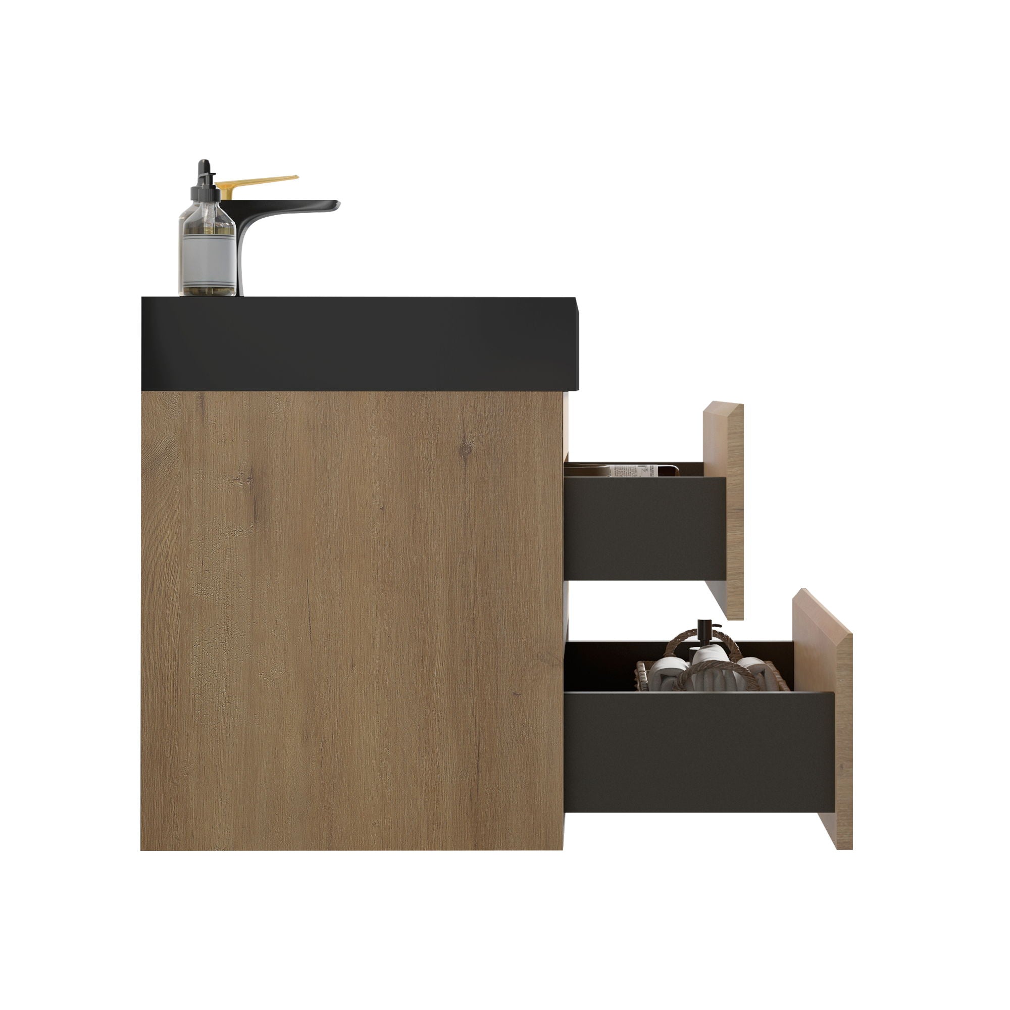 Alice - Natural Oak Bathroom Vanity With Sink, Large Storage Wall Mounted Floating Bathroom Vanity For Modern Bathroom, One-Piece Sink Basin Without Drain