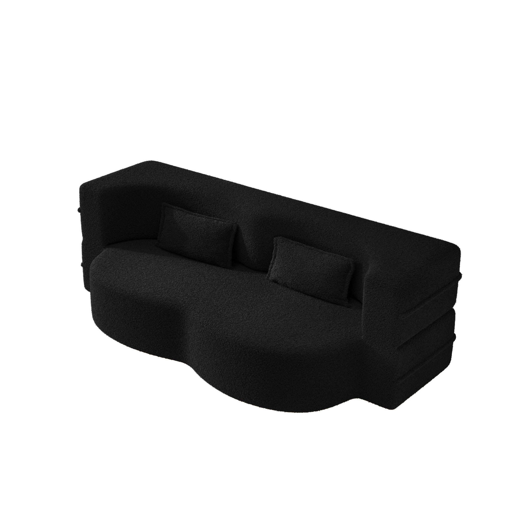 Modern Floor Sofa With 2 Pillows, Twin Size For Living Room