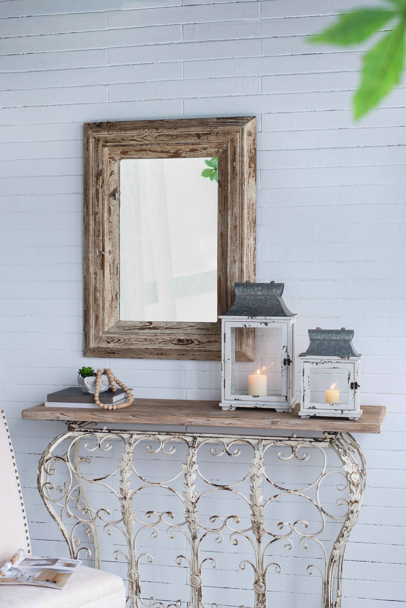 Wooden Candle Lantern Decorative, Hurricane Lantern Holder Decor For Indoor Outdoor, Home Garden Wedding - White