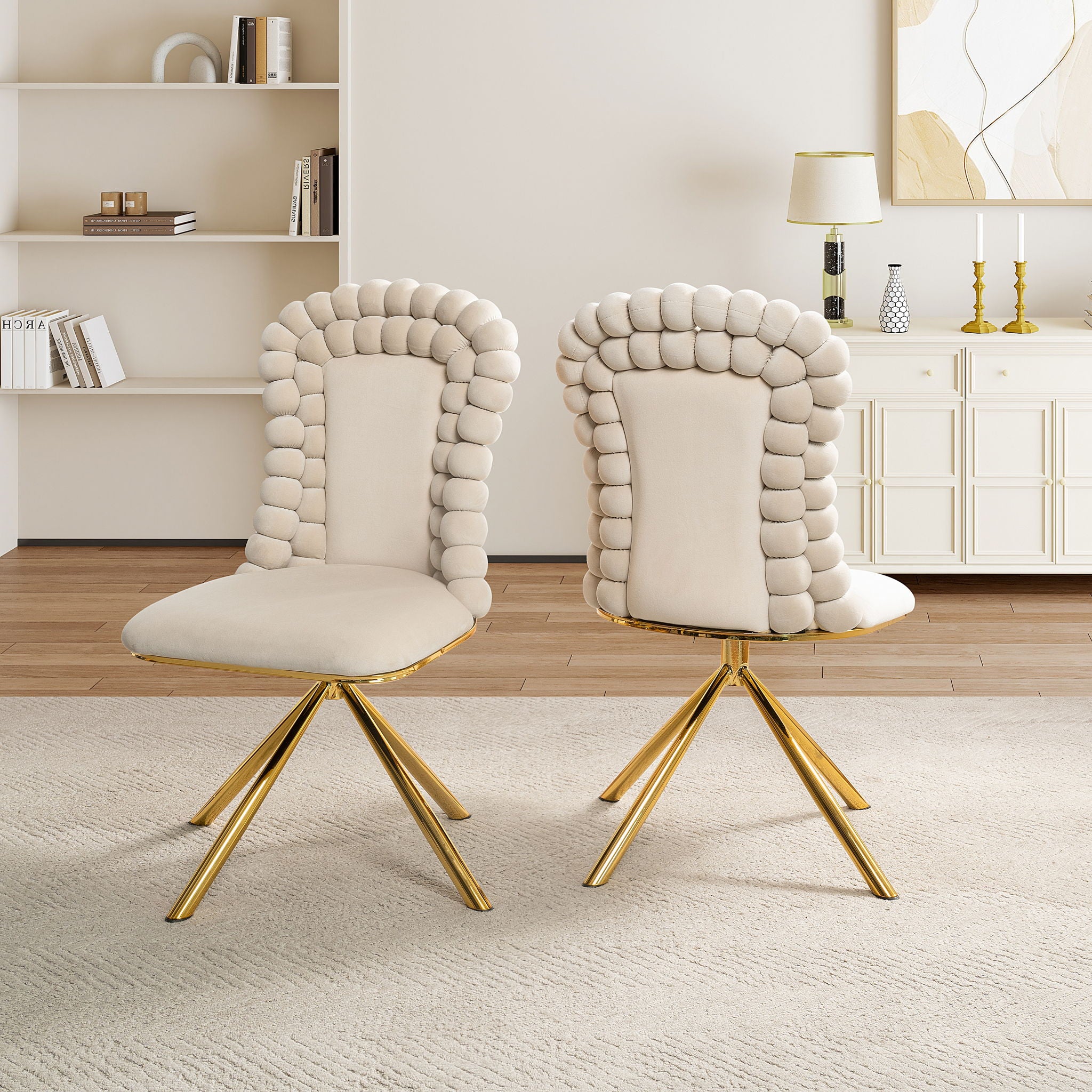 Upholstered Swivel Dining Chairs (Set of 2)
