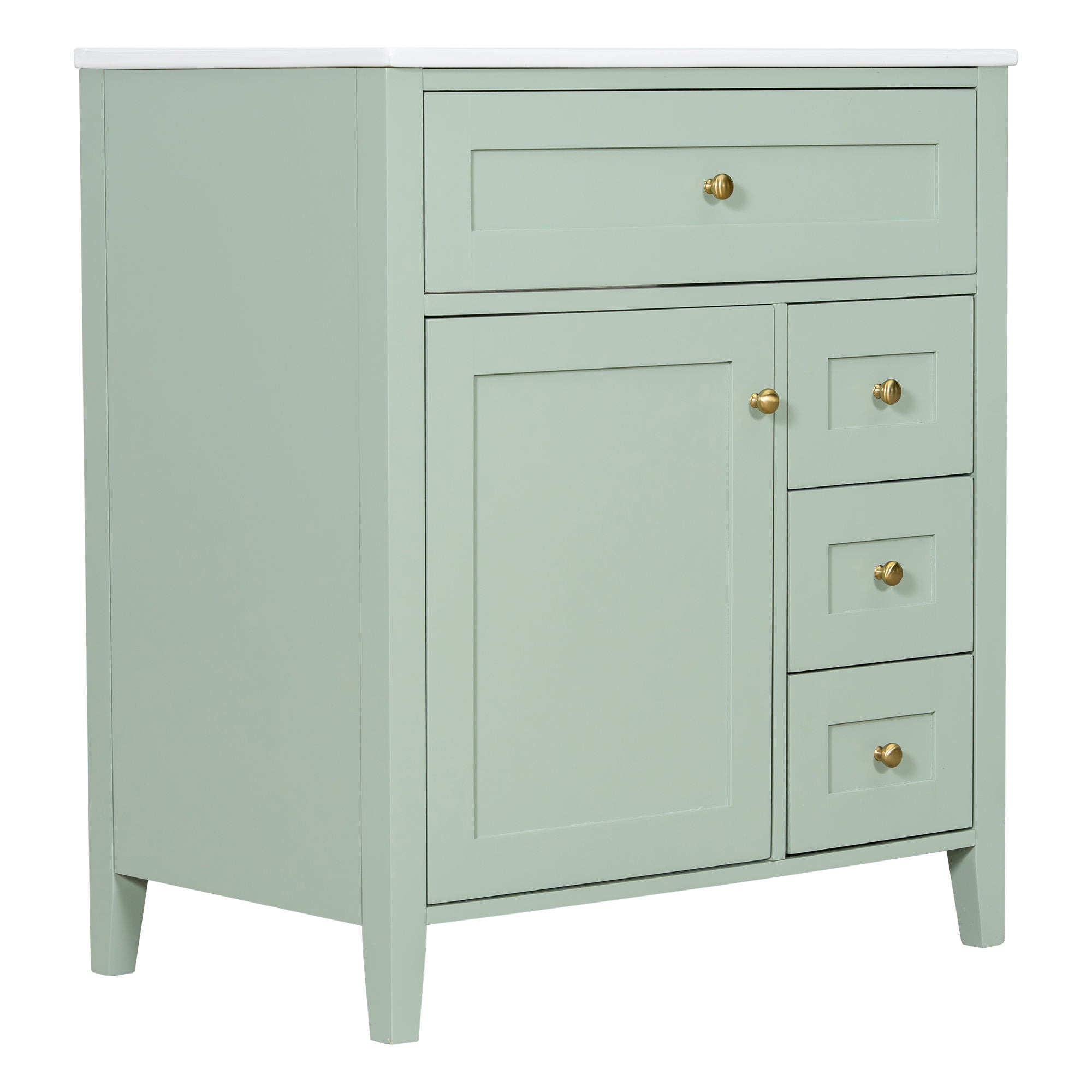 Bathroom Vanity With Sink, 3 Drawers And Adjustable Shelf