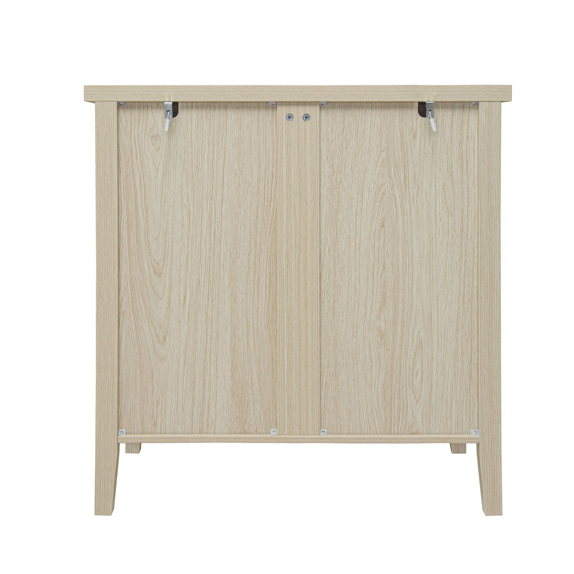 3 Drawer Buffet Sideboard With Adjustable Shelves, Storage Cabinet With Natural Seaweed Decor Doors For Living Room Kitchen Entryway - Natural