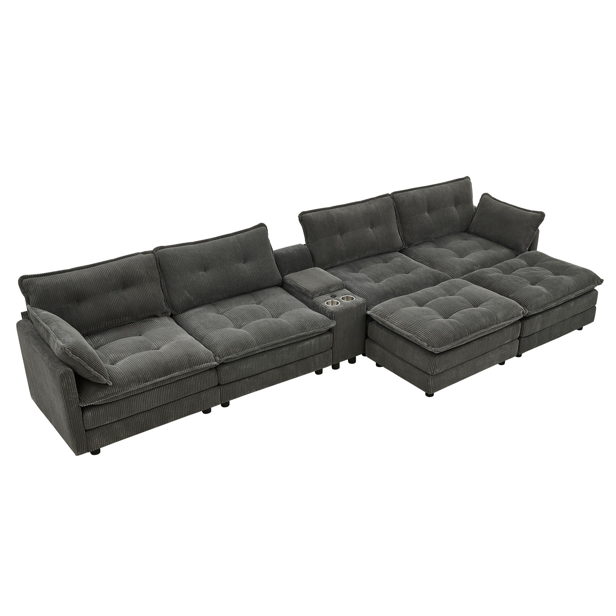 Oversized Modular Sectional Sofa With Multi Functional Console