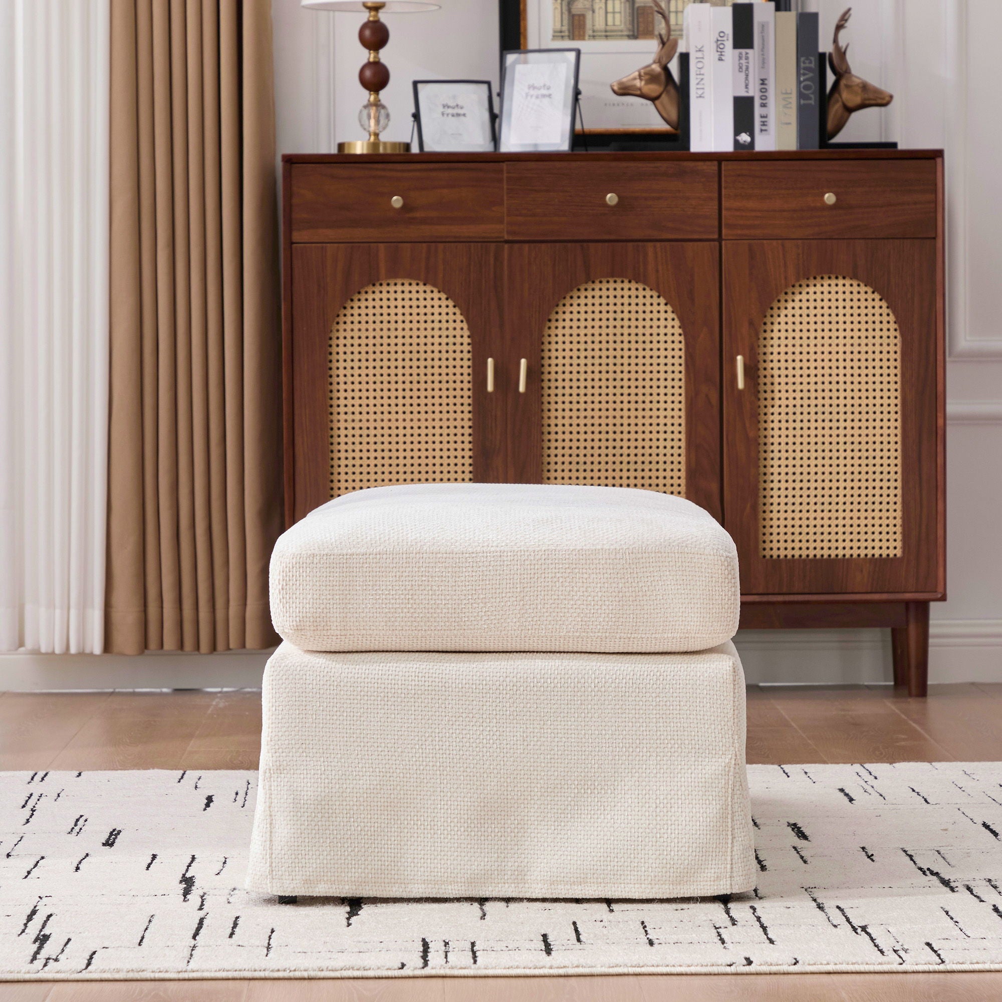 Ottoman Foot Stool With Metal Legs