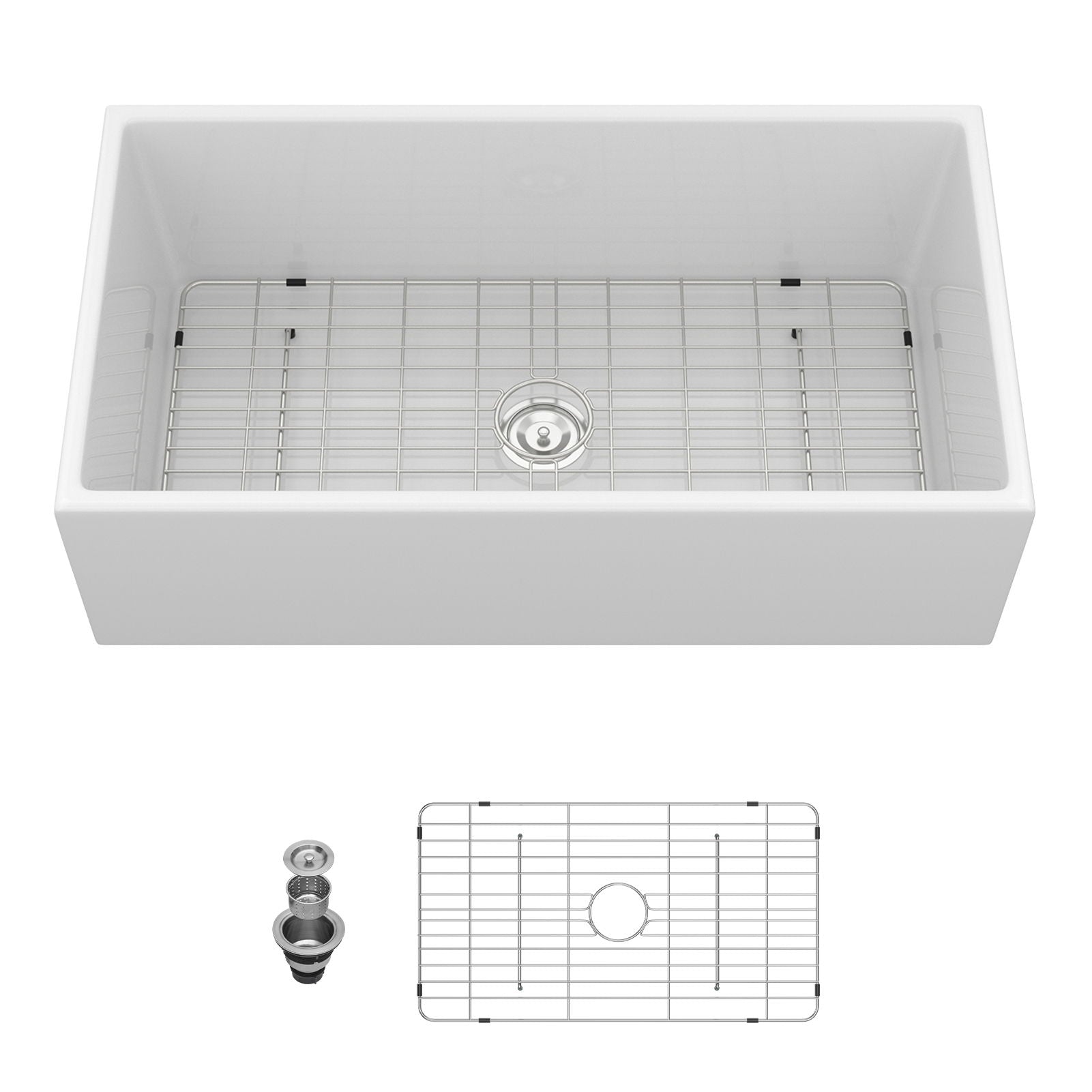 Farmhouse Sink, Apron-Front Porcelain Ceramic Single Bowl