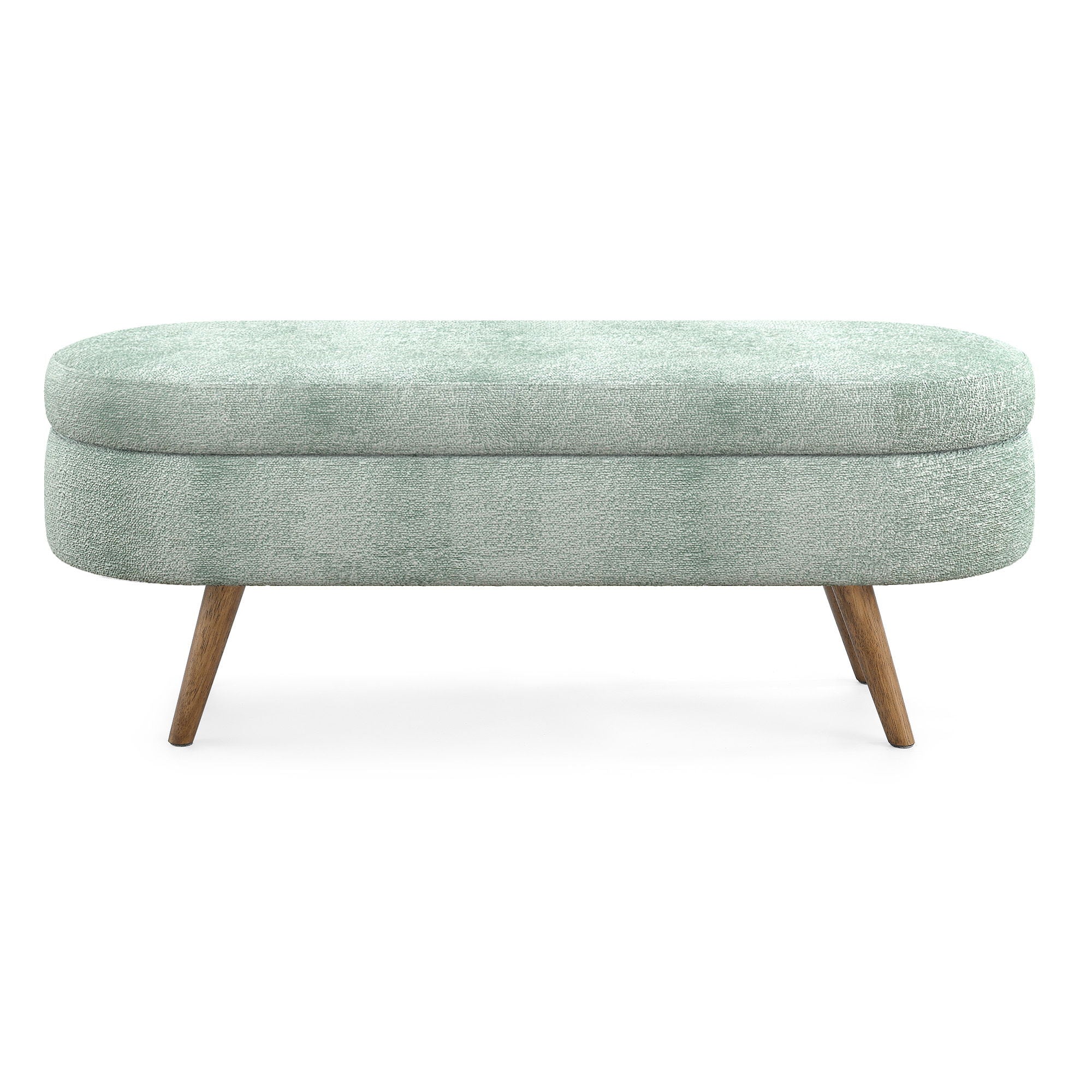 Modern Ottoman Oval Storage Bench With Rubber Wood Legs