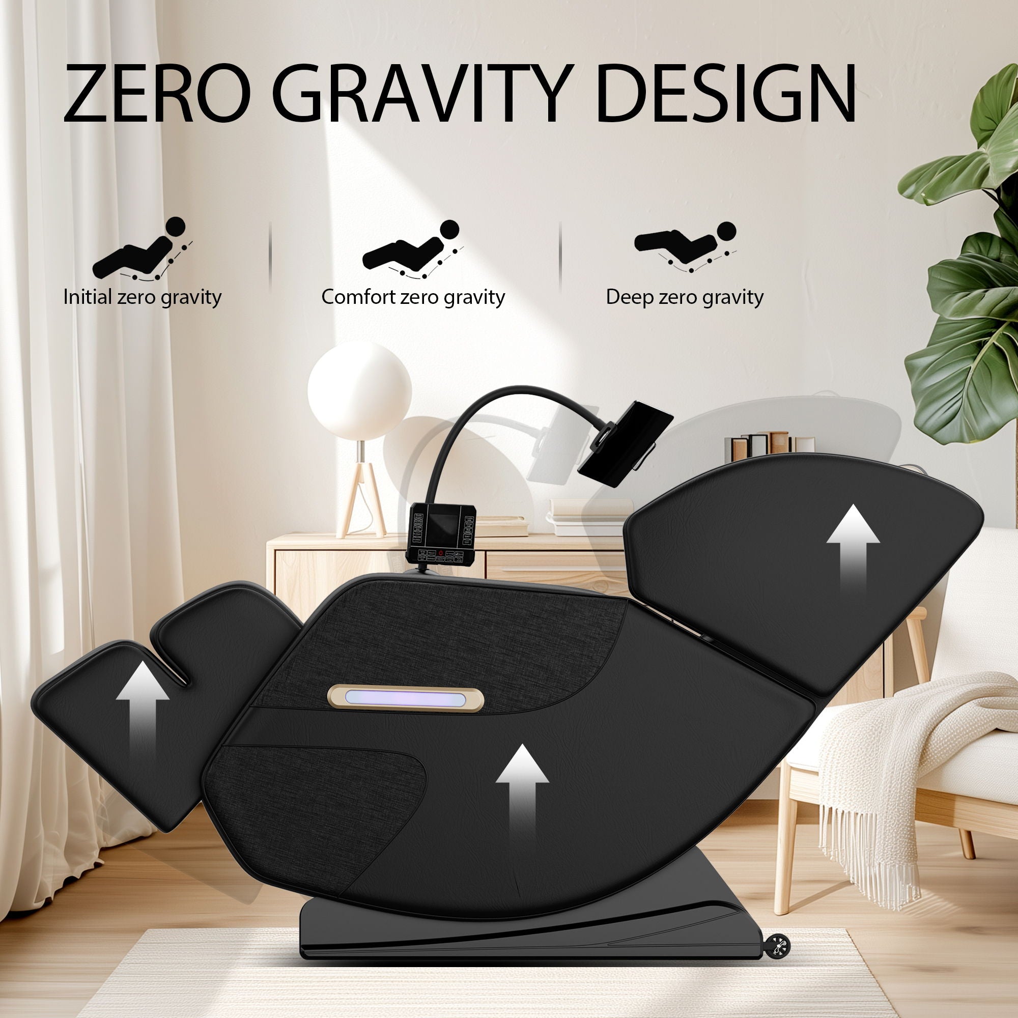 Massage Chair Recliner With Zero Gravity, Full Body Air Pressure - Black