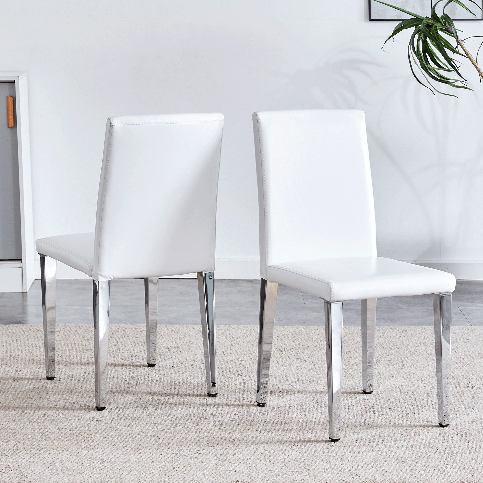 Elegant Upholstered Chairs & Metal Legs