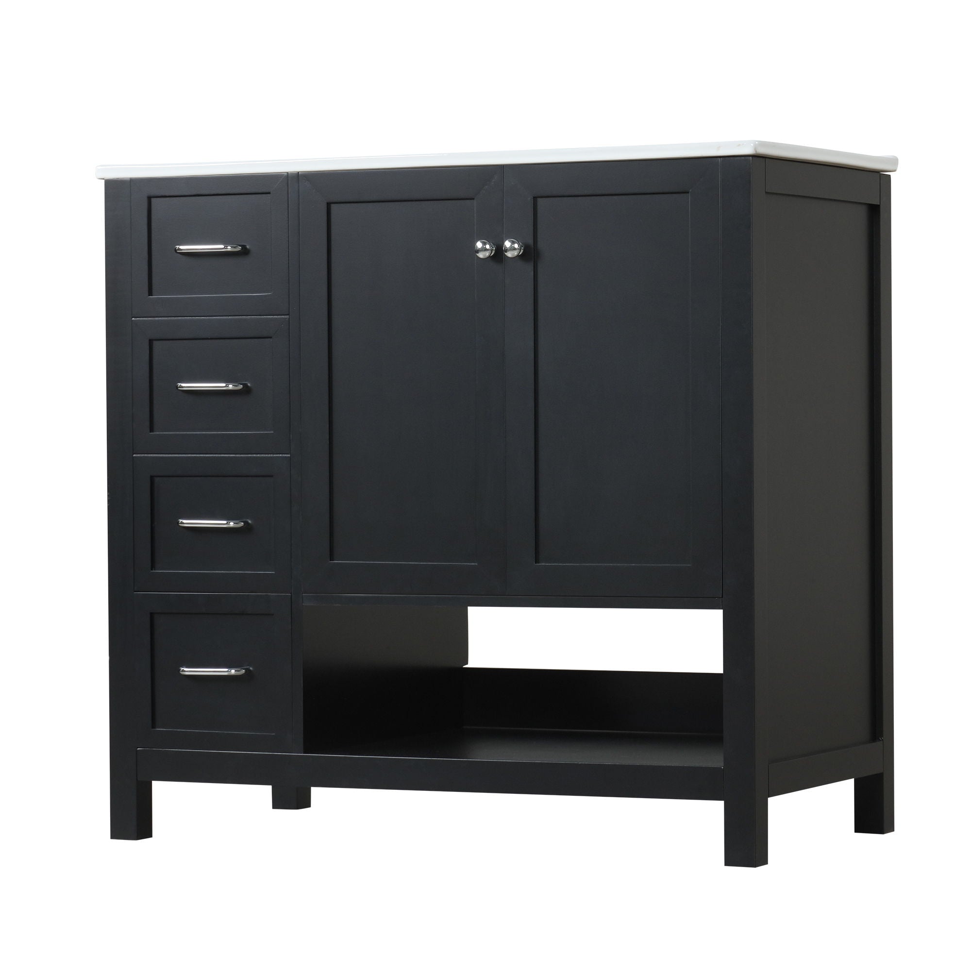 Bathroom Vanity With Sink Top, Bathroom Vanity Cabinet With 2 Doors And 2 Drawers, Open Shelf