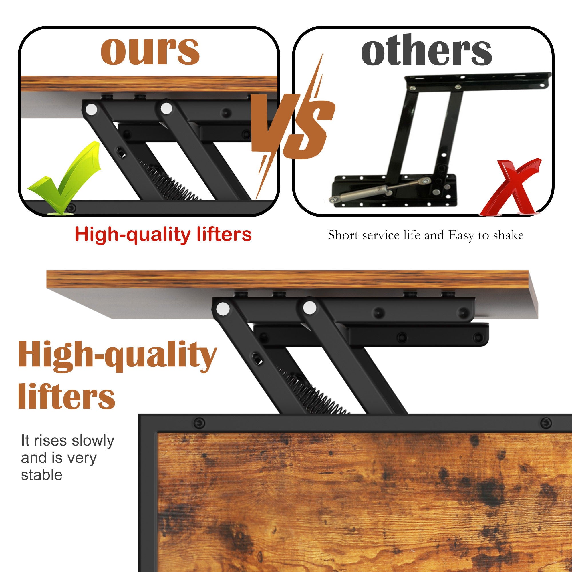 Lift Top Coffee Table With Storage Adjustable Height - Black