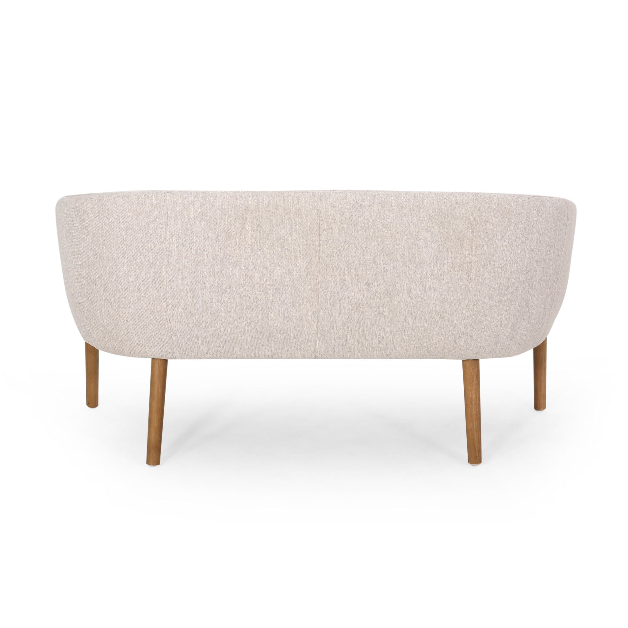 Mid Century Modern Loveseat With Channel Stitched Backrest