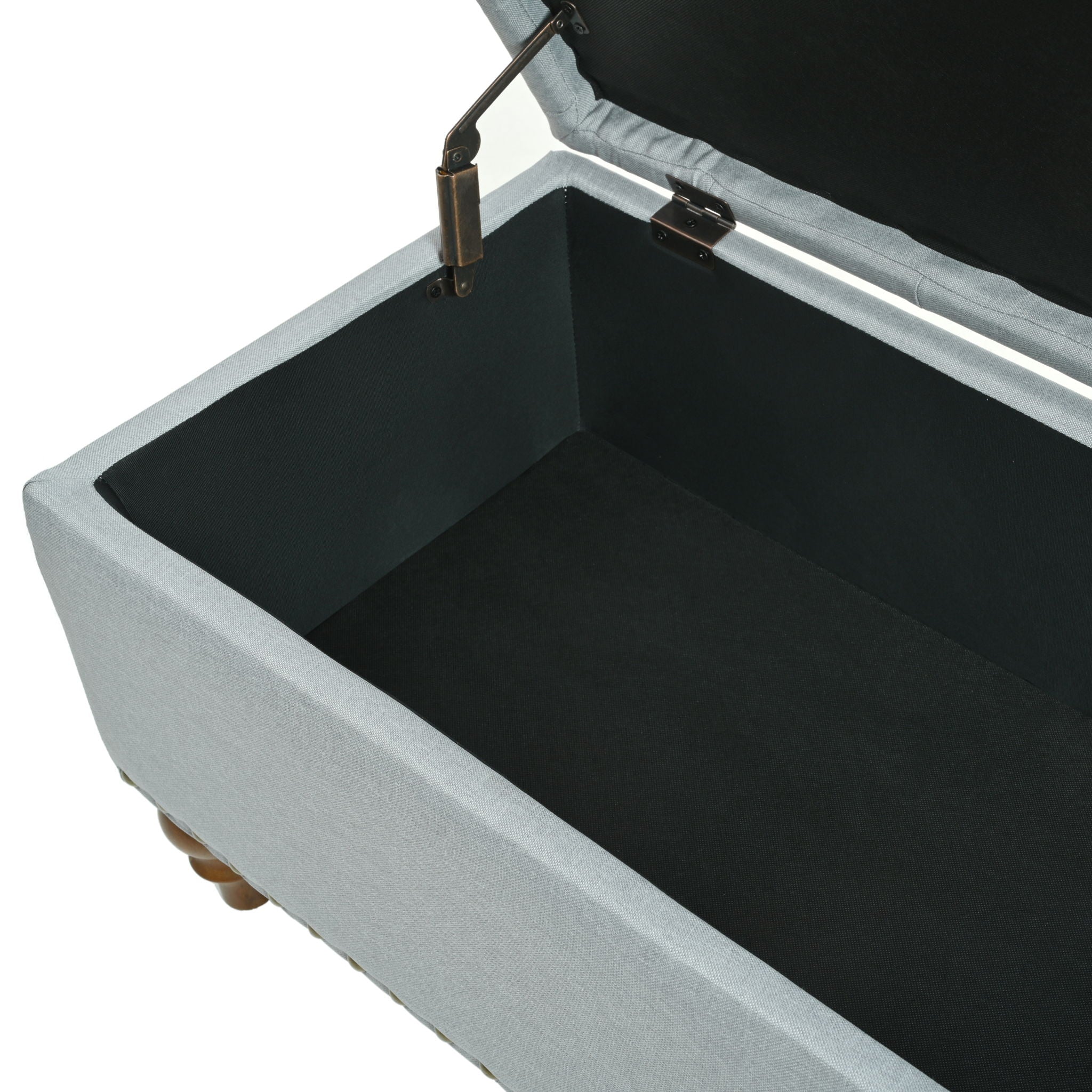 Upholstered Ottoman With Storage And Rivet Trim