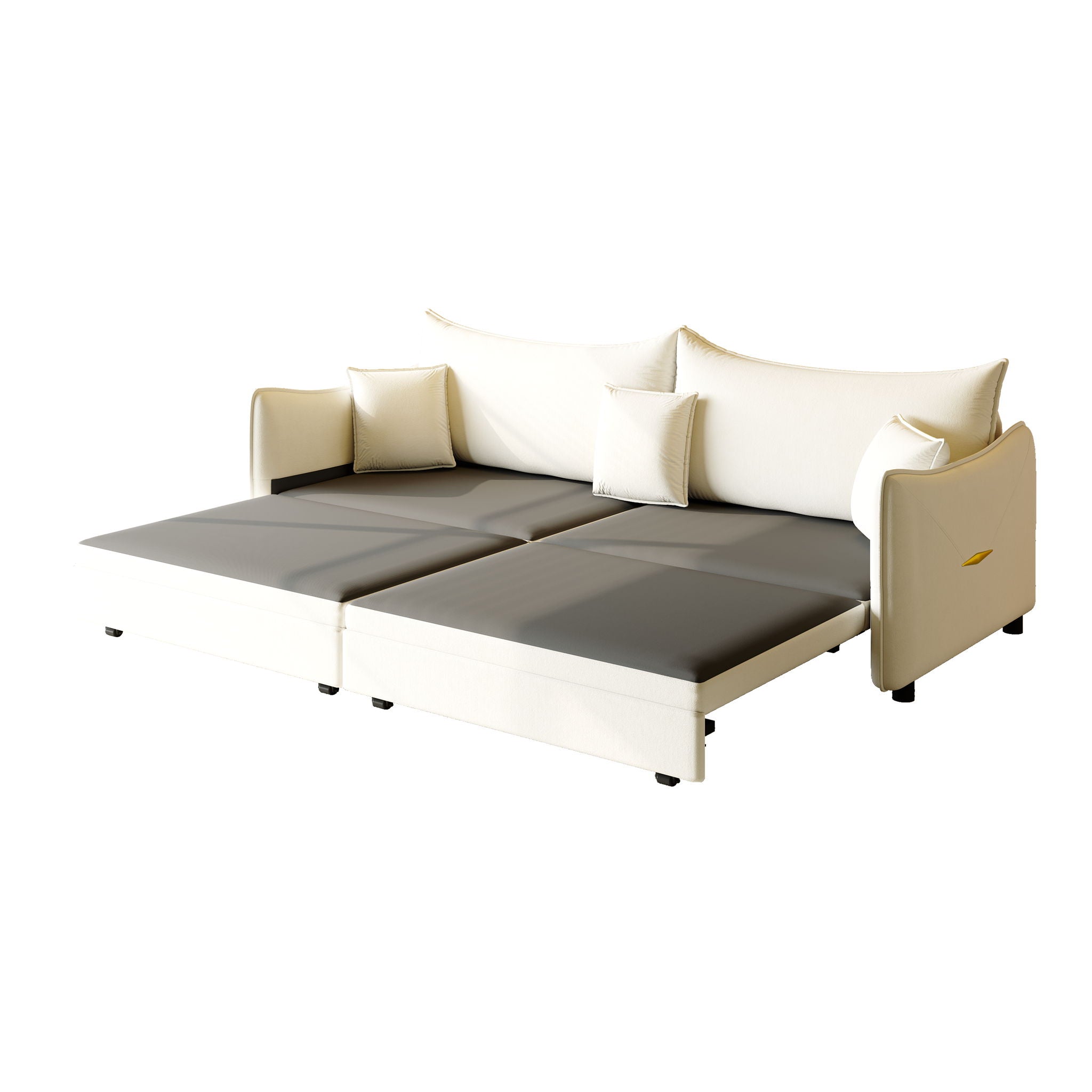 King Pull Out Sofa Bed, 3-In-1 Convertible Bed With 3 Pillows
