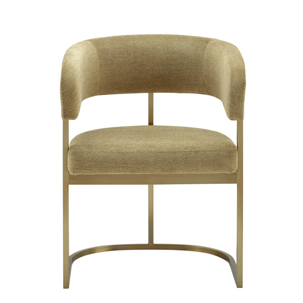 Modrest Sebastian - Modern Brown Fabric + Antique Brass Dining Chair