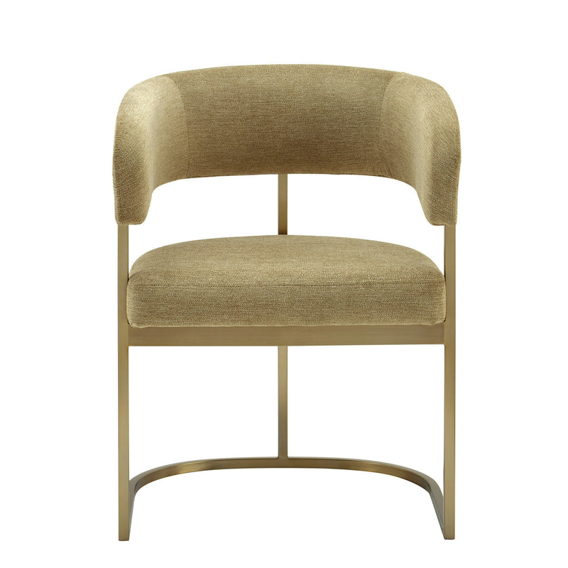 Modrest Sebastian - Modern Brown Fabric + Antique Brass Dining Chair