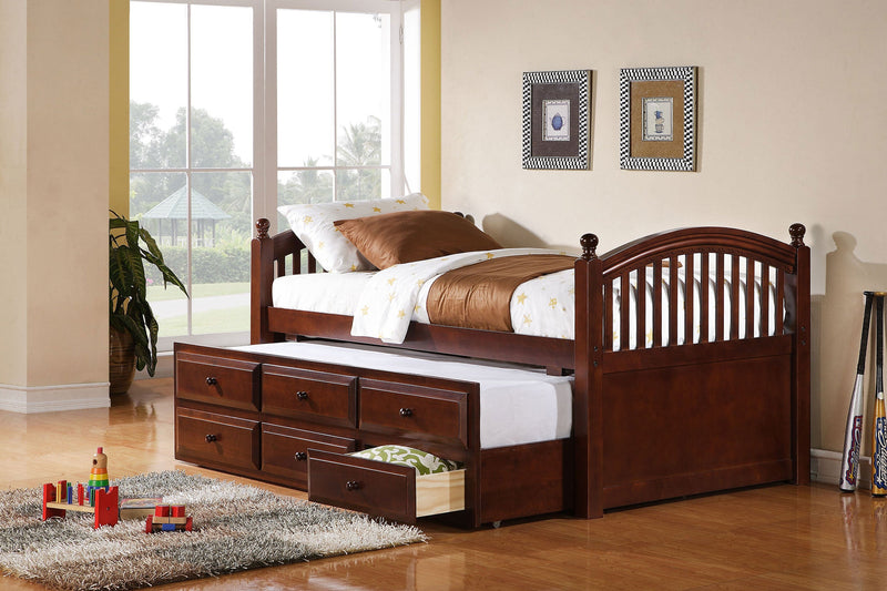 Norwood 3-drawer  Bed with Captains Trundle Chestnut