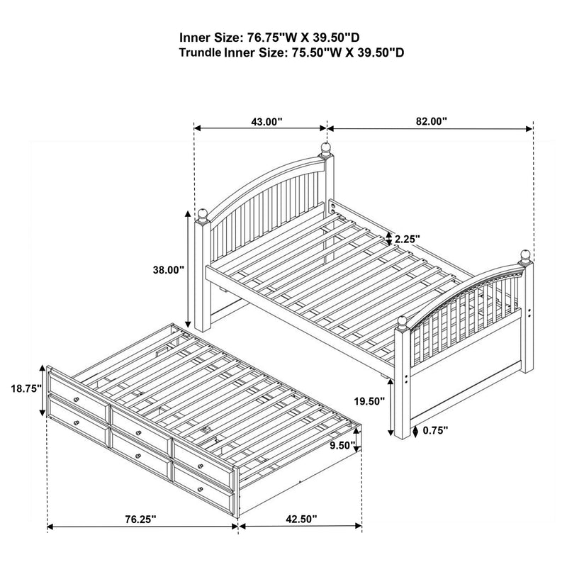 Norwood 3-drawer  Bed with Captains Trundle Chestnut