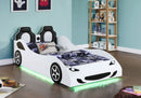 Cruiser Wood  LED Race Car Bed and 7-inch Mattress Blue