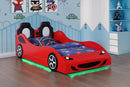 Cruiser Wood  LED Race Car Bed and 7-inch Mattress Blue