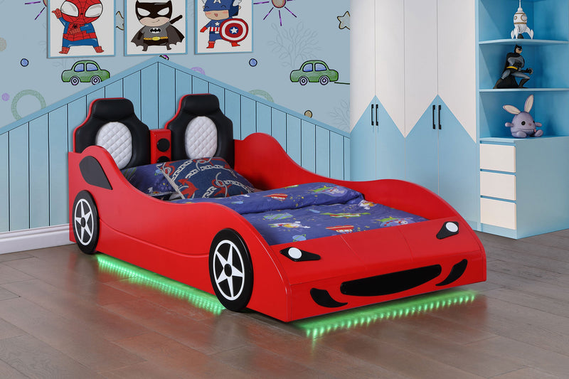 Cruiser Wood  LED Race Car Bed Blue