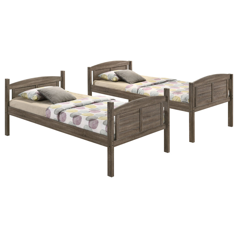 Flynn Wood  Bunk Bed with Mattress Weathered Brown