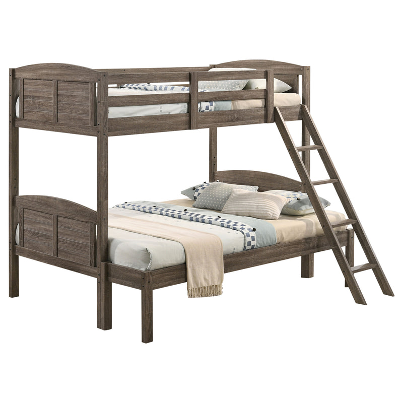 Flynn Wood  Bunk Bed with Mattress Weathered Brown