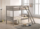 Ryder Wood Twin Over Twin Bunk Bed with Mattress Weathered Taupe