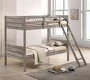 Ryder Wood Twin Over Twin Bunk Bed with Mattress Weathered Taupe