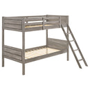 Ryder Wood Twin Over Twin Bunk Bed with Mattress Weathered Taupe