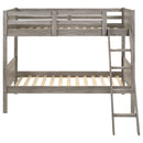 Ryder Wood Twin Over Twin Bunk Bed with Mattress Weathered Taupe