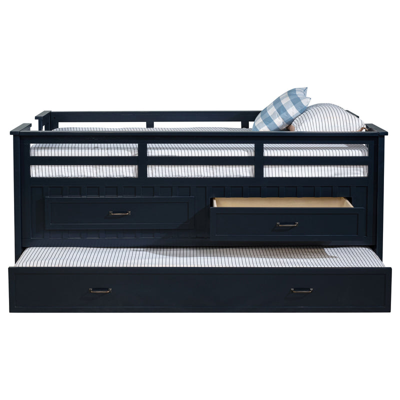 Carlsbad Wood  Captains Bed With Trundle Medium Brown