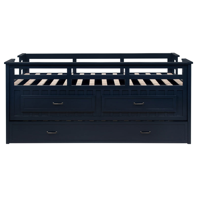 Carlsbad Wood  Captains Bed With Trundle Medium Brown