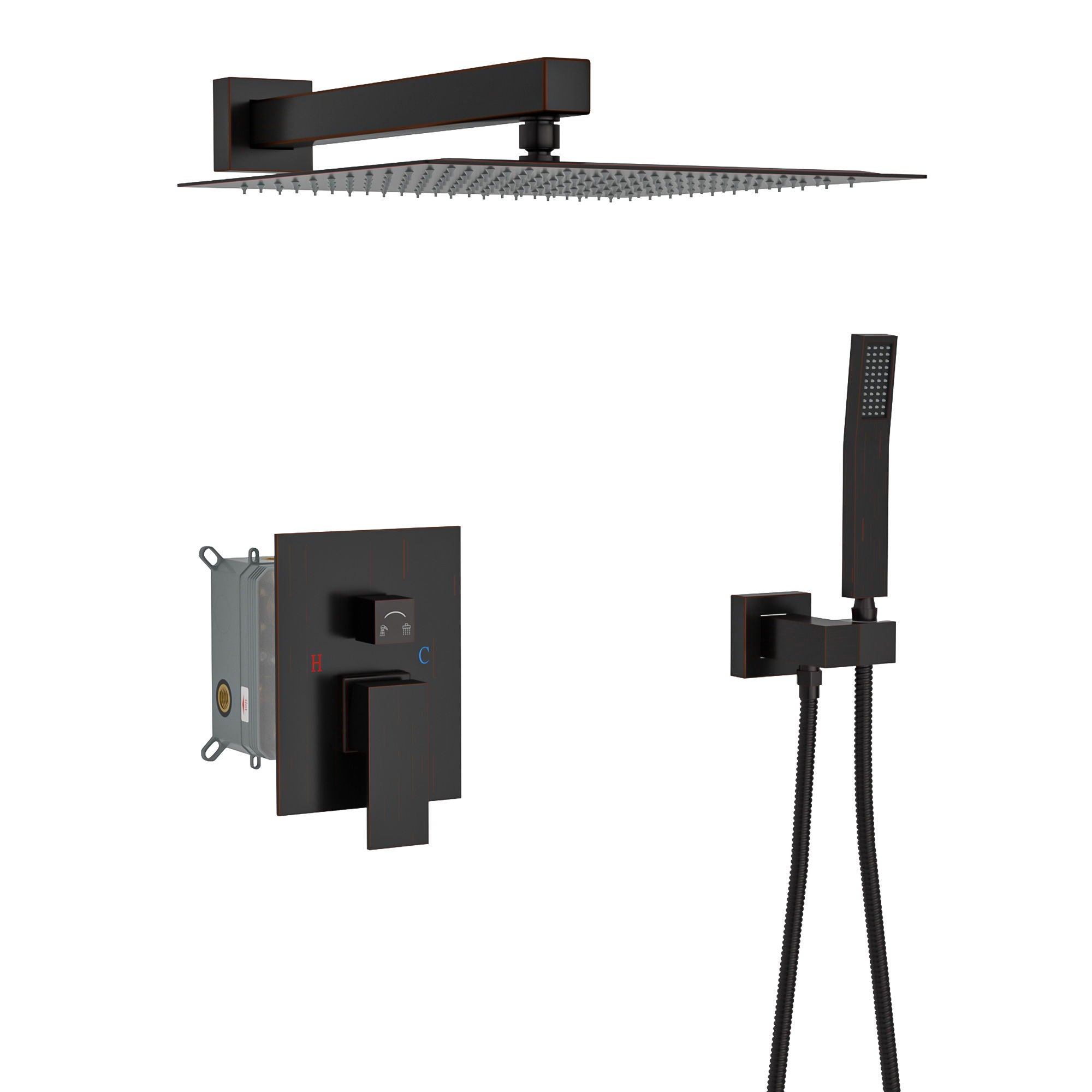Dual Shower Head 10" Wall Mounted Square Shower System
