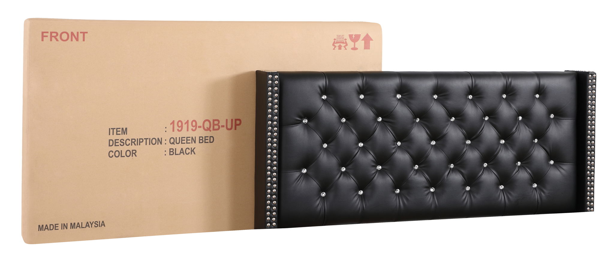 Upholstered Nailhead Trim Chic Bed