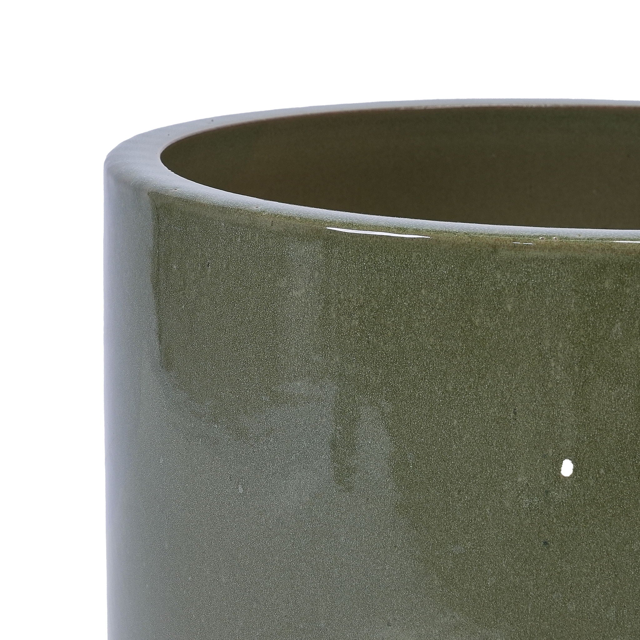 3 Pieces Ceramic Flowerpot, Planter For Patio, Garden Or Windowsills - Antique Light Green