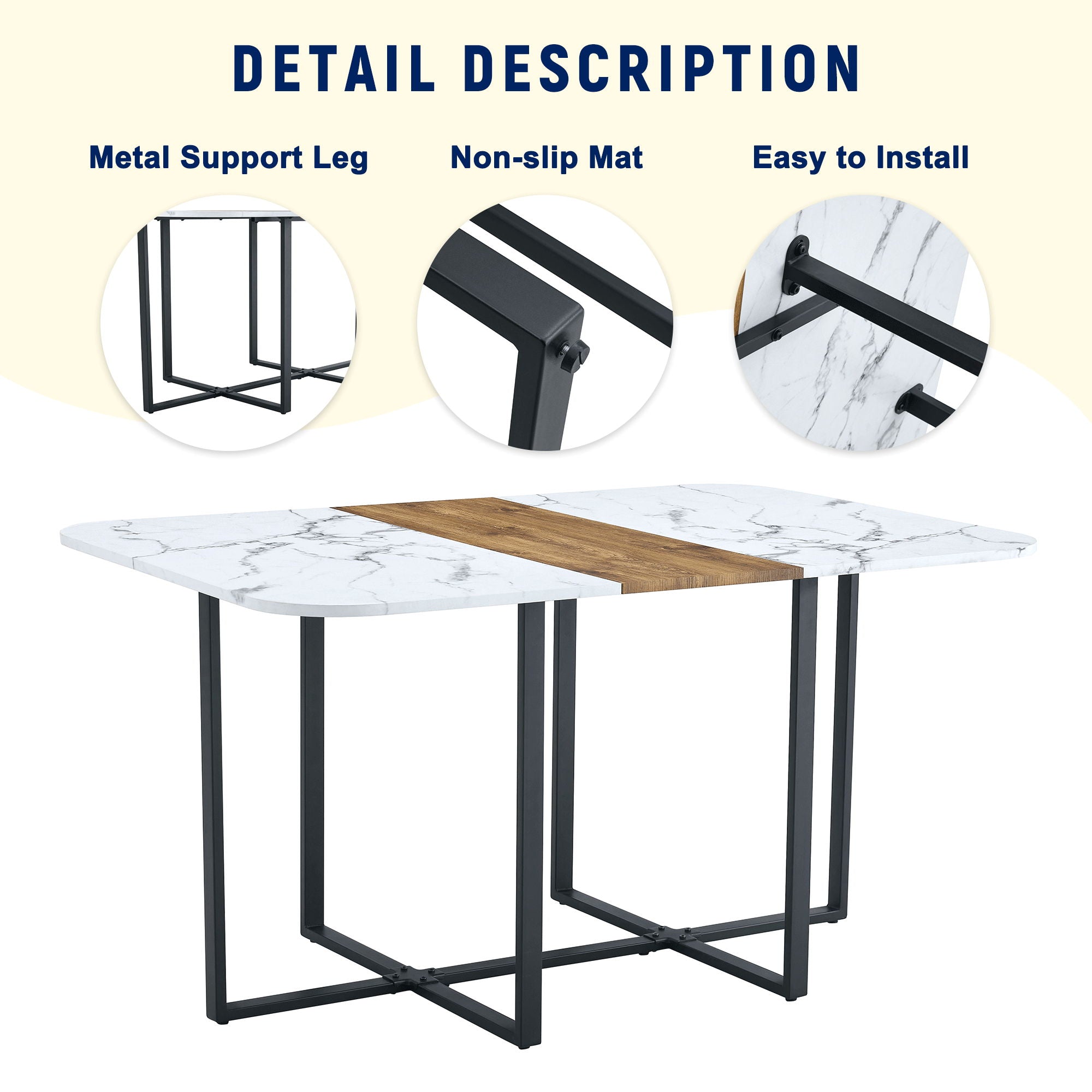 Modern Minimalist Marble Pattern Joinery Dining Table With Dining Chairs