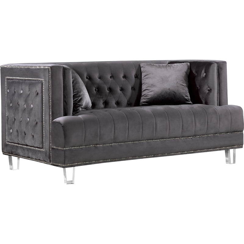 Meridian Lucas Grey Velvet Loveseat IMAGE 1